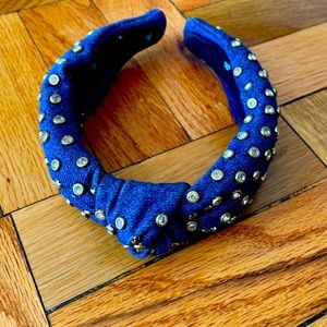 Denim headband with crystals